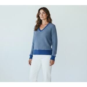 &Isla‎ Cashmere V-Neck Striped Sweater